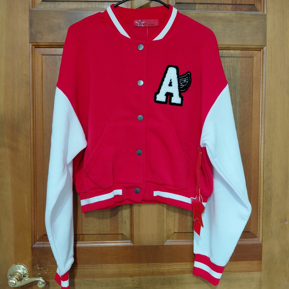 Red and White Kids Varsity Jacket